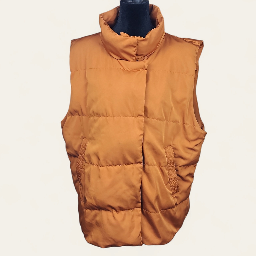 GIBSON LATIMER | Women's Rust Orange Puffer Vest Snaps Pockets Gorpcore‎ | XL